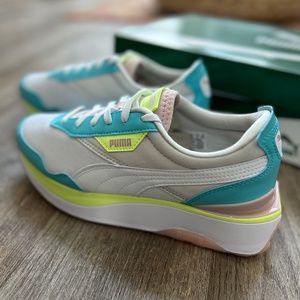 RARE PUMA Cruise Rider Flair Blue/ Chalk Pink/ Neon Green| Size 8